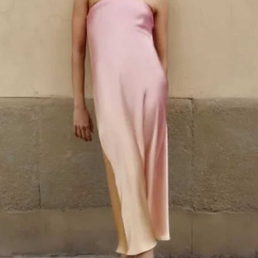 Zara Strapless Satin Effect Dress, Size M